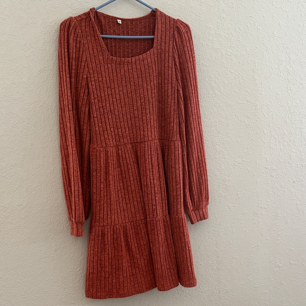 Amazon Rust Ribbed Knit Dress